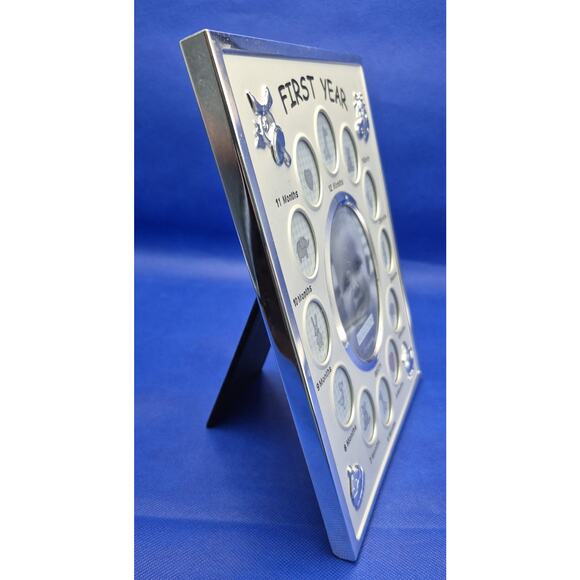 Malden BABY FIRST YEAR Photo Frame Silvertone 13 Openings 10x7.5" NEVER USED - Picture 5 of 8